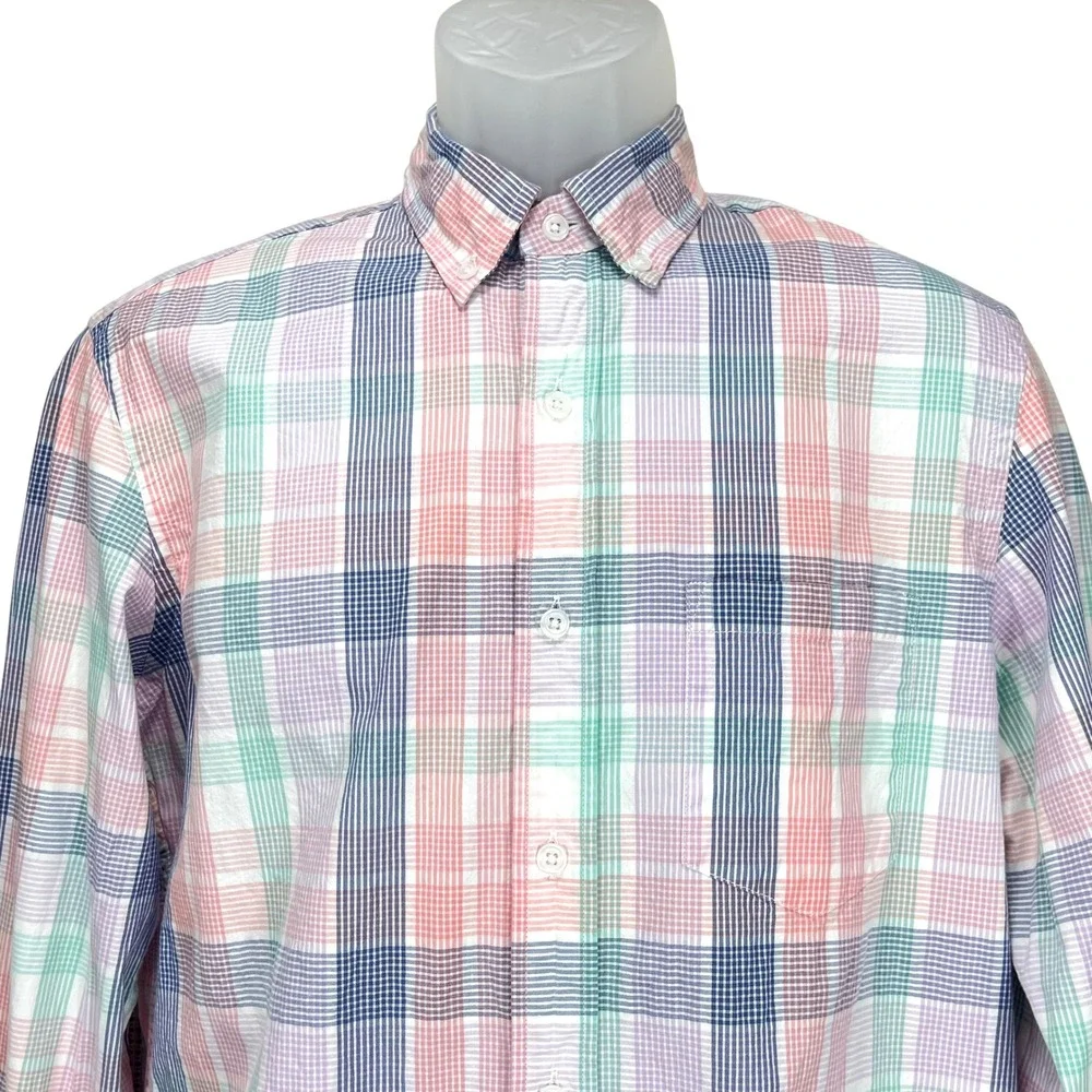 J.Crew Men's Medium Slim Untucked Multicolor Plaid Flex Wash L/S Button-Up Shirt